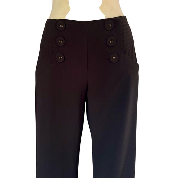 Cache Black Pant 3" Wide Self Belt Waist Wide Leg Sailor Style NWT $128 - Picture 3 of 9